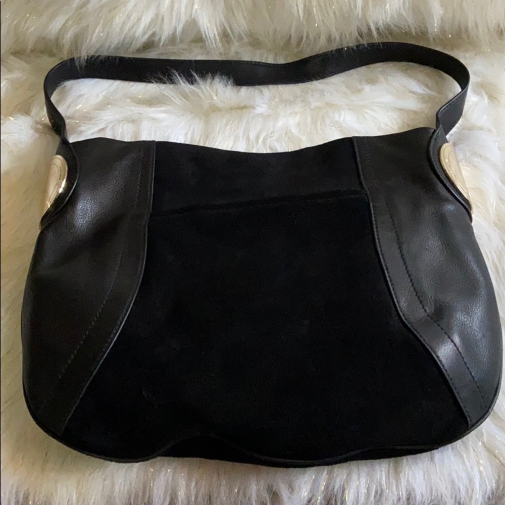B Makowsky leather and suede purse